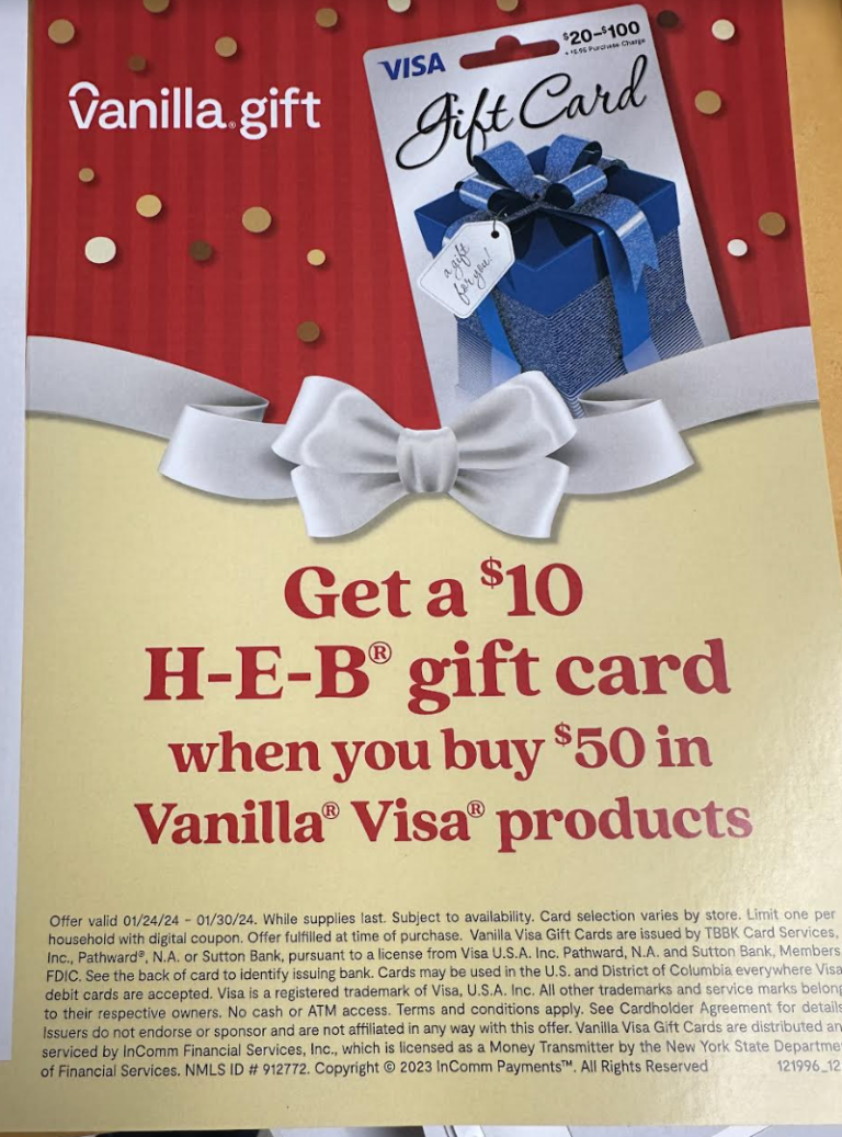 [Expired] HEB Buy 50 Visa Giftcard & Get 10 HEB Giftcard Free